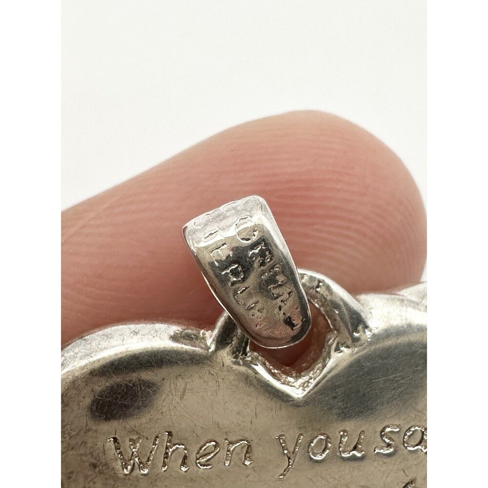 Sterling Silver & Gold Overlay Gorham Heart Pendant “Footprints” - Picture 5 of 7